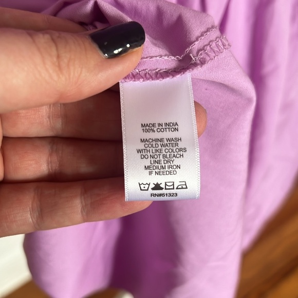 1.State Adorable Cotton Lilac Puff Sleeve Mini Dress with Smocked Bodice Size L - Picture 9 of 10